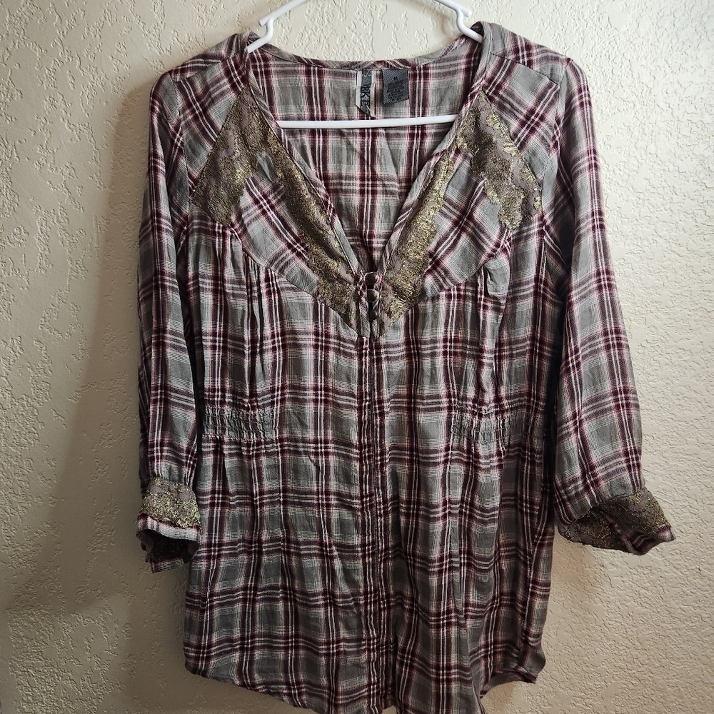 BKE Western Boho Blouse sz Medium